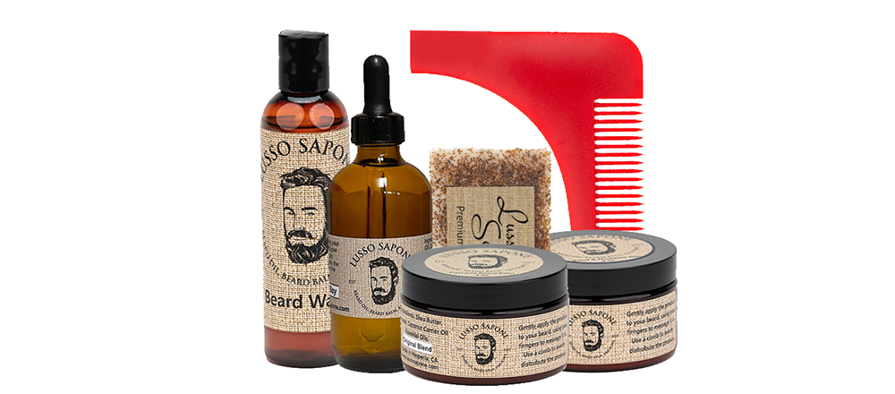 
                  
                    Beard Care Kit Includes: 4 oz Beard Oil, 4 oz Beard Balm, 4 oz Wax, 4 oz Beard Wash, Soap & Beard Shaping Comb
                  
                