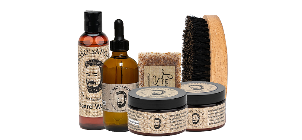 
                  
                    Beard Care Kit, Beard Oil 4 oz, Beard Balm 4 oz, 4 oz Wax, 4 oz Beard Wash, Soap & Wood Brush
                  
                