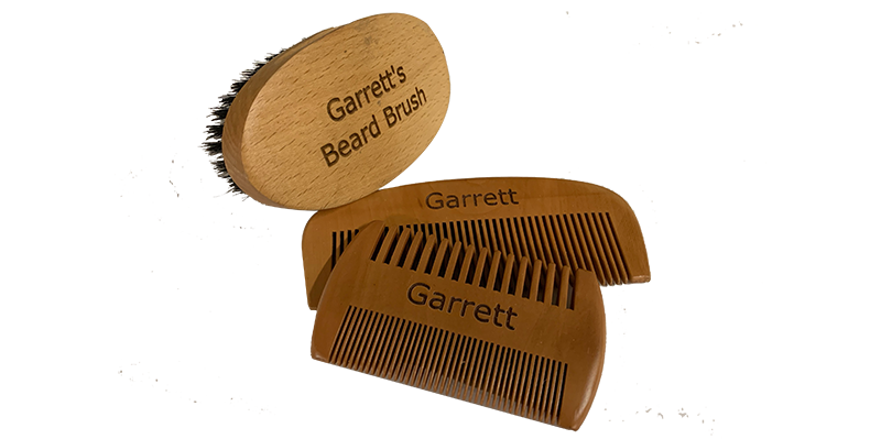 Personalized Gift, Beard Styling, Beard Comb and Brush, Engraved Gift, Wood Beard Comb, Boar Hair Bristle Brush. Perfect Gift for Men
