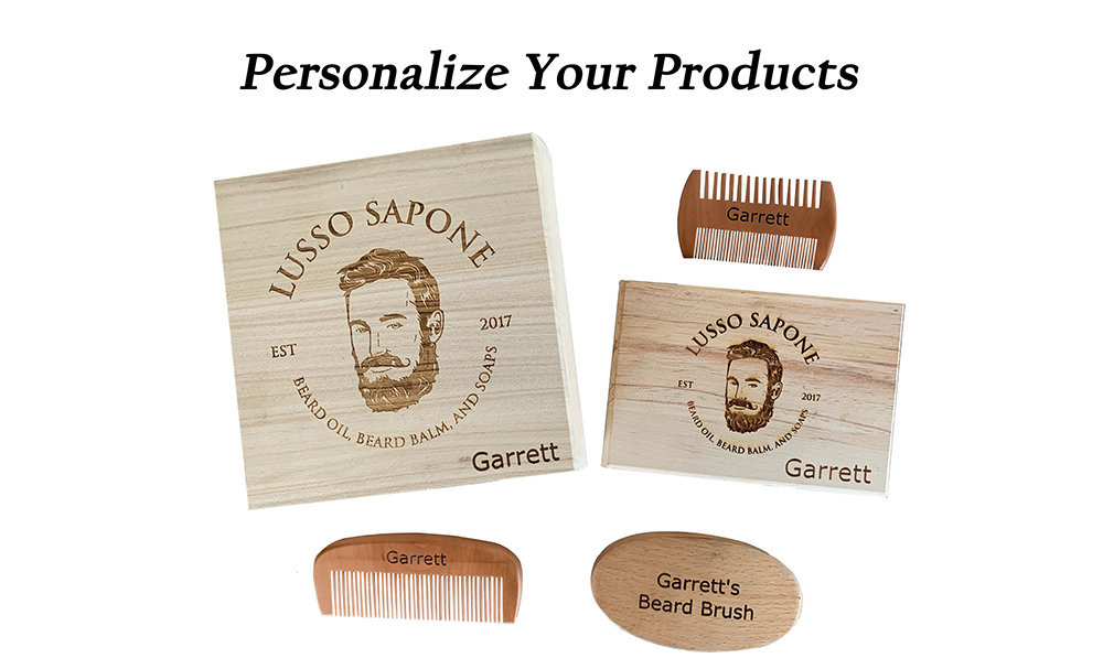 
                  
                    Personalized Gift, Beard Grooming Kit | Contains Beard Balm, Beard Oil, Natural Soap, Beard Comb | By Lusso Sapone
                  
                